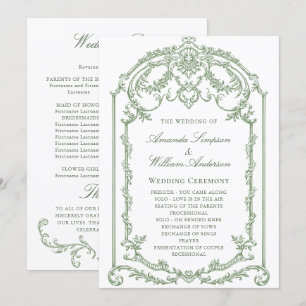Programme Cérémonie victorienne de Mariage orné Grace Sage v
