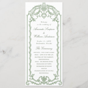 Programme Cérémonie victorienne de Mariage orné Grace Sage v