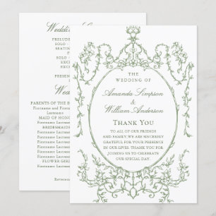 Programme Cérémonie victorienne de Mariage orné Grace Sage v