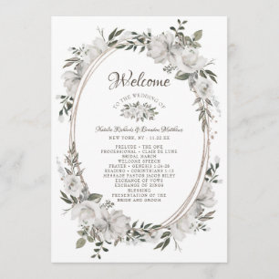 Programme Cérémonie vintage de Mariage blanc cerisâtre flora
