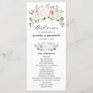 Programme Champagne Ivory Blush rose Floral Mariage