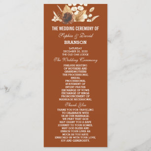 Programme Charmante Terracotta Pampas Grass Mariage Floral