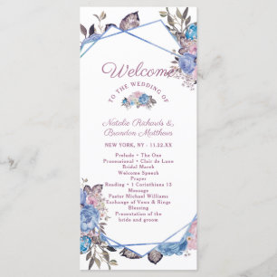 Programme Charme parisien Cérémonie de Mariage Floral Bleu &