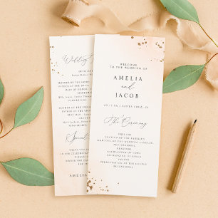 Programme Chic Blush Pink Watercolor Wedding