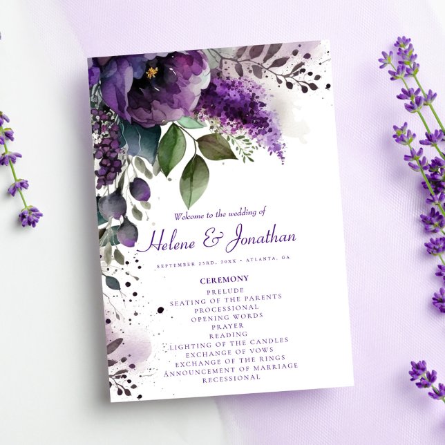 Programme Chic Botanique Floral Moderne Mariage élégant (Chic Botanical Floral Modern Elegant Wedding Program)
