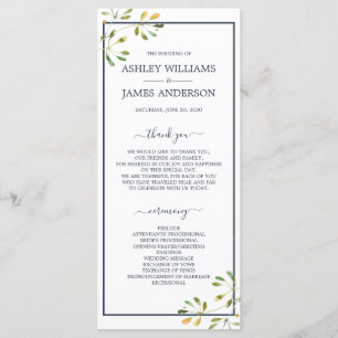 Programme Chic Eucalyptus Green Navy Mariage botanique bleu