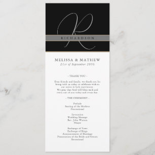 Programme Chic Monogramme Mariage noir noir blanc