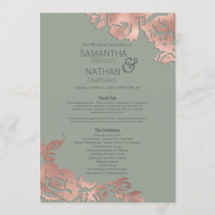 Programme Chic Sage Green Rose Gold Floral Mariage