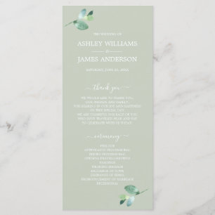 Programme Chic Script Eucalyptus Foliage Mariage vert
