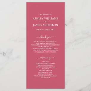 Programme Chic Script Rose Chaud Simple Minimal Mariage