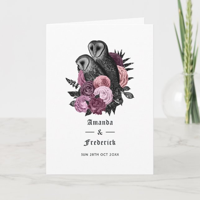 Programme Chouette florale Mauve Mariage gothique (Devant)