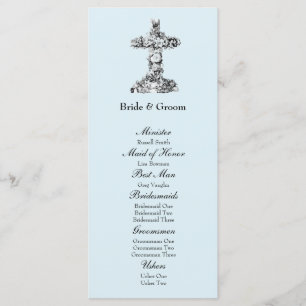 Programme chrétien croisé floral bleu de mariage