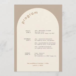 Programme Chronologie du Mariage de l'arc de sable géométriq