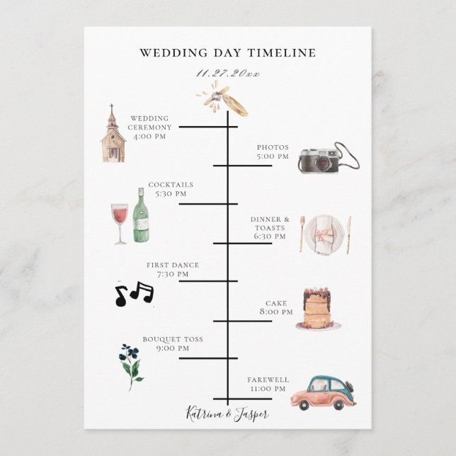 Programme Chronologie Mariage illustrée de la Flore bleue de (Devant)