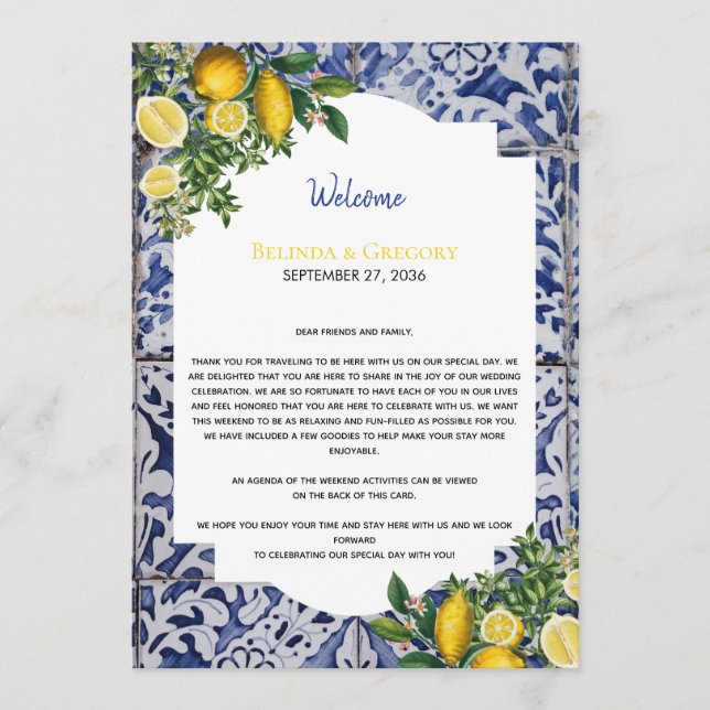 Programme Citrons Carreaux portugais Mariage Accueil Itinéra (Devant)