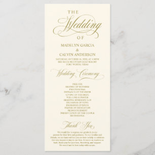 Programme Classic Elegance Gold thème, Cérémonie Mariage