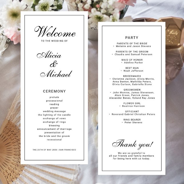 Programme Classic elegant calligraphy black white wedding (Créateur téléchargé)