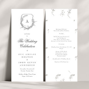 Programme classique botanique monogramme mariage crête