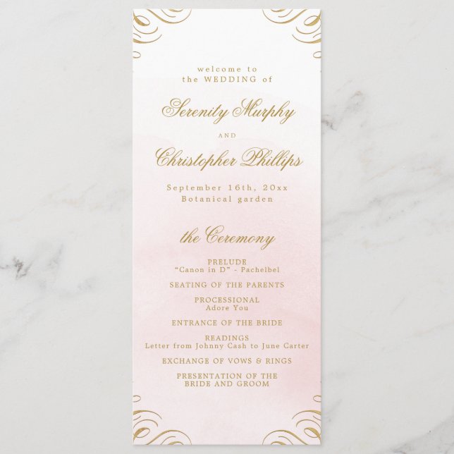 Programme classique de mariage de calligraphie ros (Devant)