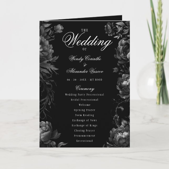 Programme classique de Mariage noir gothique plié (Devant)