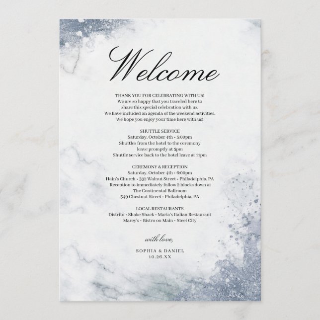 Programme Classique Marbre de Luxe Mariage Accueil Itinérair (Devant)