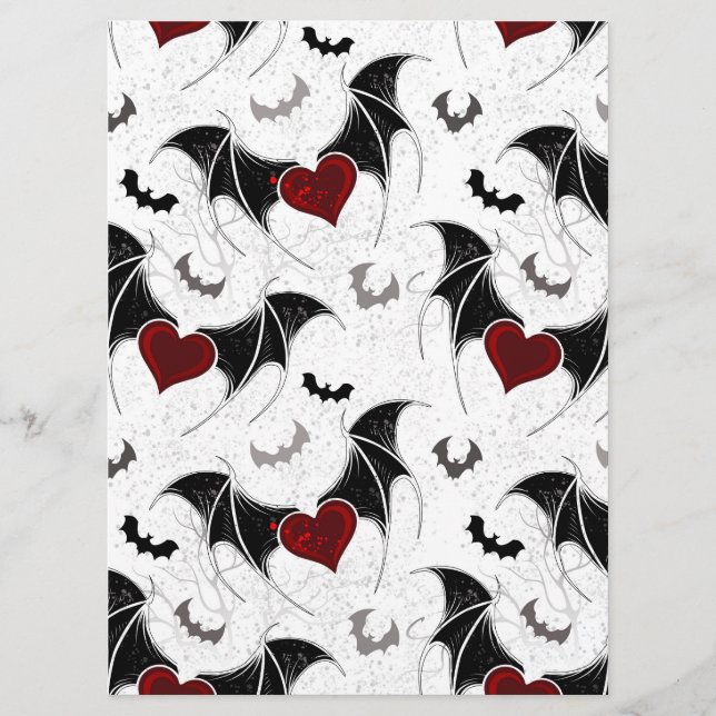 Programme Coeur d'Halloween avec ailes de chauve-souris noir (Devant)