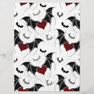 Programme Coeur d'Halloween avec ailes de chauve-souris noir