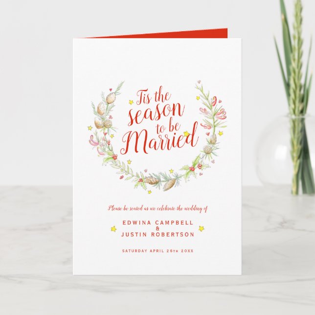 Programme Cône de mariage d'hiver rouge baies étoile (Devant)