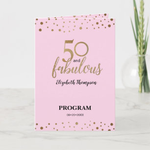 Programme Confetti en or rose 50 et fabuleux anniversaire
