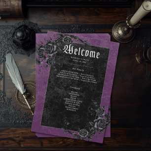 Programme Corbeau noir gothique et Rose Mariage violet