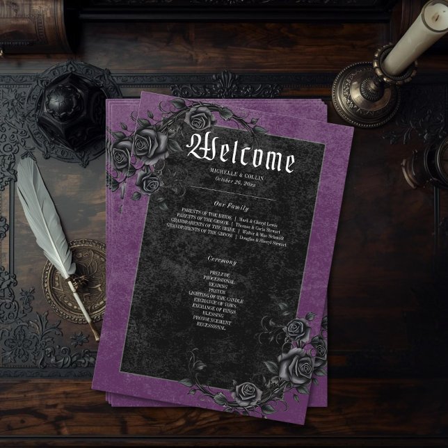 Programme Corbeau noir gothique et Rose Mariage violet (Créateur téléchargé)