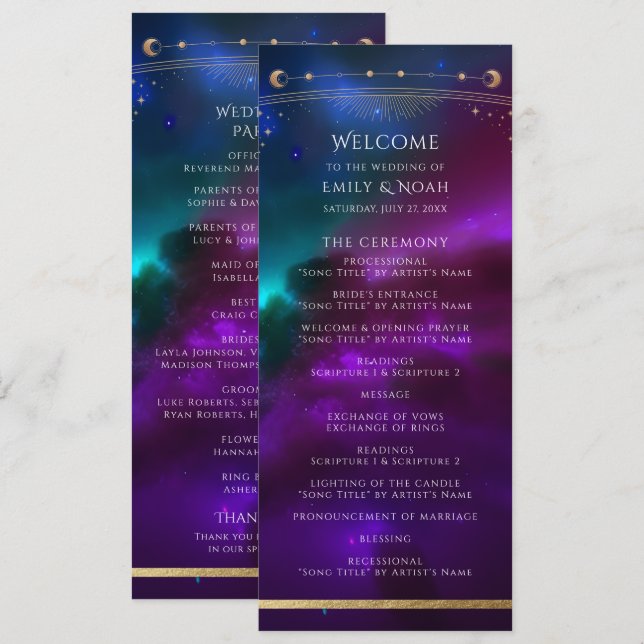 Programme Cosmic Purple Turquoise or Sun Moon Mariage d'astr (Devant / Derrière)