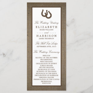 Programme Country Rustic Horseshoe Sur Burlap Mariage