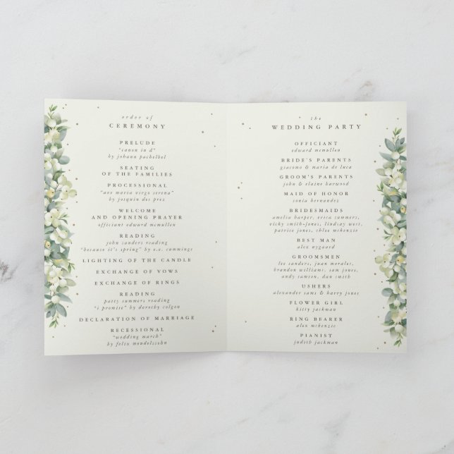 Programme Crème Snowberry+Eucalyptus Mariage d'hiver plié (Intérieur)