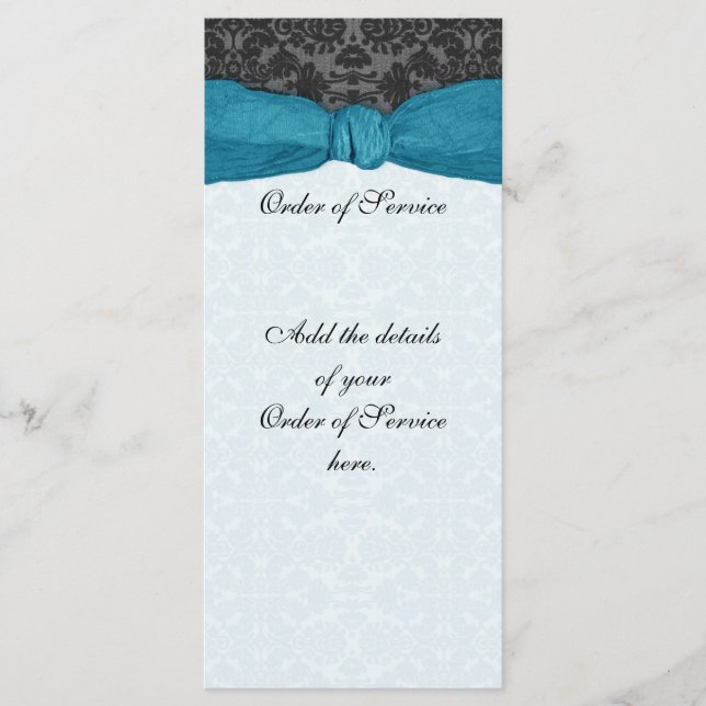 Programme Damask Ribbon Emballé Ordre de service - Turquoise (Devant)