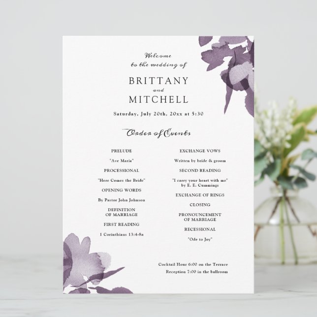 Programme d'améthyste floral de l'aquarelle romant (Debout devant)