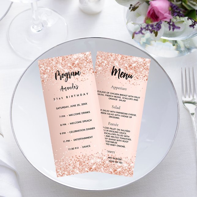 Programme d'anniversaire Menu or rose (Créateur téléchargé)