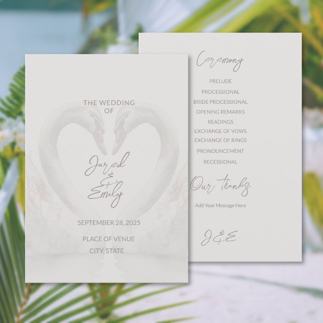 Programme d'appartement Mariage de Swan (Swan Wedding Flat Program (front and back))
