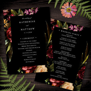 Programme Dark + Moody Elegant Floral Black Wedding Programm