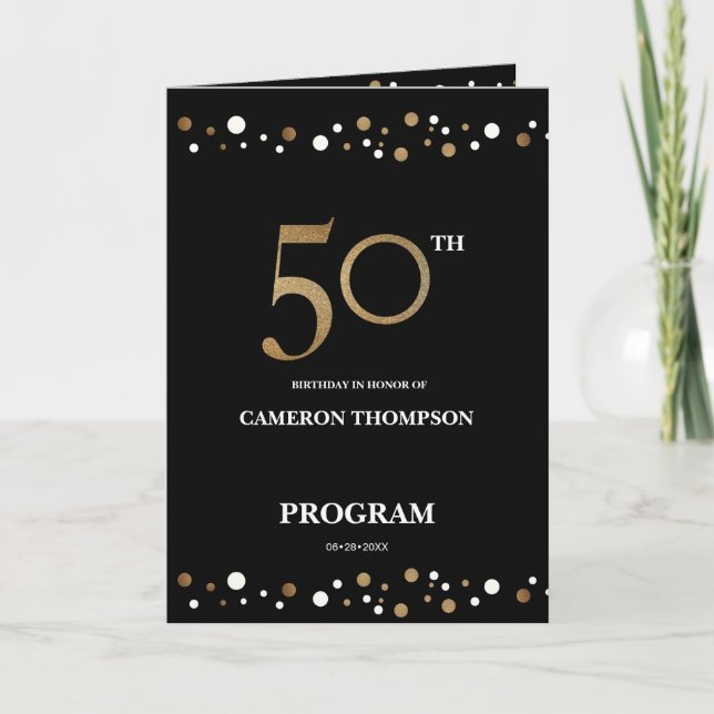 Programme de 50e anniversaire Gold et Black confet (Devant)