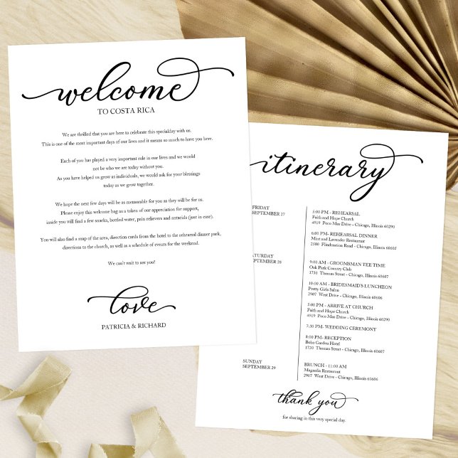 Programme de bienvenue pour le week-end de mariage (Créateur téléchargé)