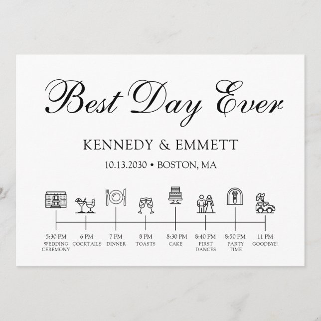 Programme de calendrier du jour de mariage (Devant)