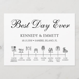 Programme de calendrier du jour du mariage de la p