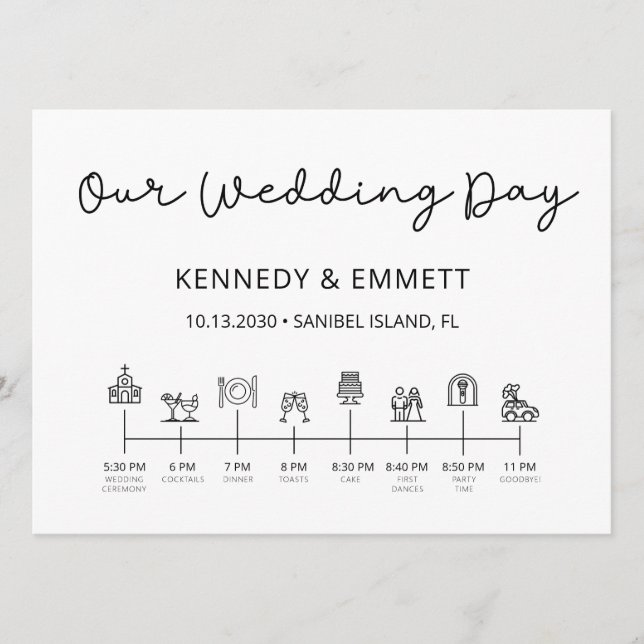 Programme de calendrier du jour du mariage de l'ég (Devant)