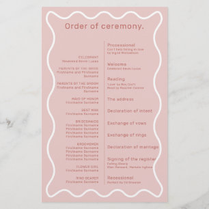 Programme de cérémonie de la frontière rose et bla