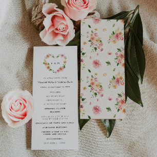 Programme de cérémonie de mariage à cœur floral ro