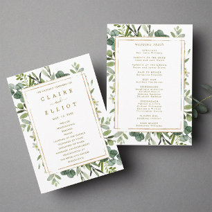 Programme de cérémonie de mariage à la verdure dor