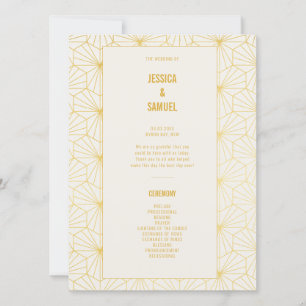 Programme de cérémonie de Mariage Art déco géométr