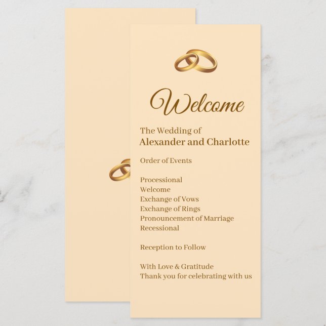 Programme de cérémonie de mariage au monogramme do (Devant / Derrière)