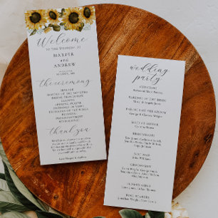 Programme de cérémonie de mariage aux tournesols